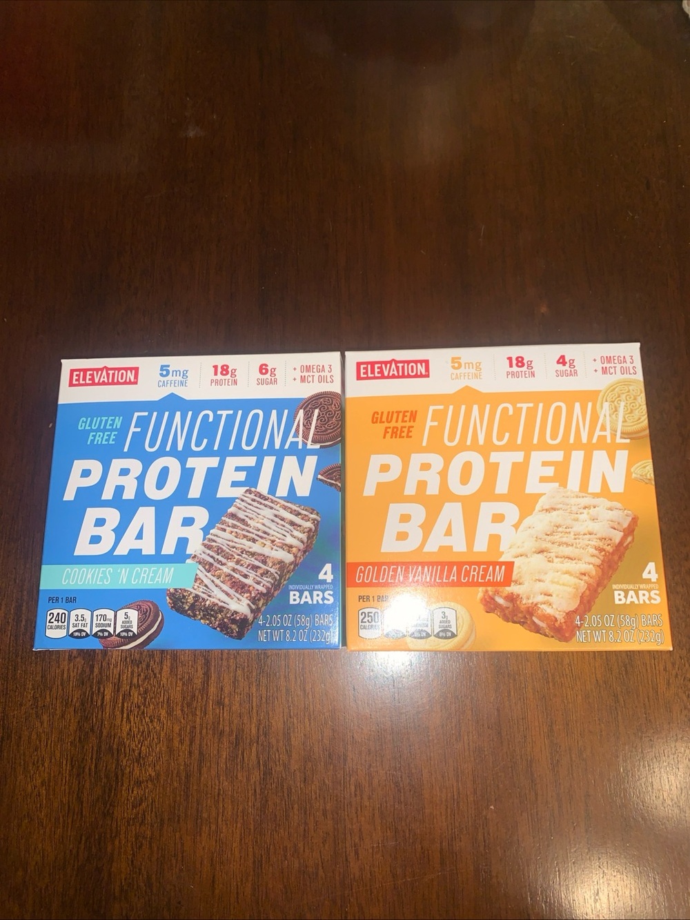 Elevation Functional Protein Bar Cookies Cream & Golden Vanilla Cream (2 Boxes)